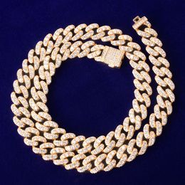 Men's Cuban Chain Necklace 10mm Width Iced Out Cubic Zircon Hip Hop Jewelry Rock Street Gold Silver Women's Necklaces
