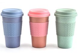 The latest 12OZ mug, wheat straw Fibre water cups, car silicone coffee cup, plastic personality with lid, support Customised logo