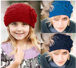 Handmade crochet camellia flower headband for women girls winter ear warm wide headbands yoga fitness hair bands wool knit headwrap headwear