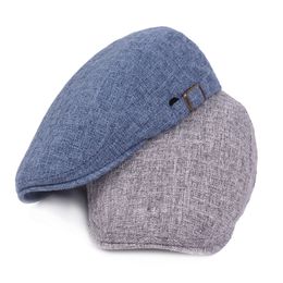 Solid Colour Cotton Linen Berets Men Women Fashion Street Newsboy Ivy Caps Casual Flat Driving Golf Cabbie Cap Outdoor Travel Hat