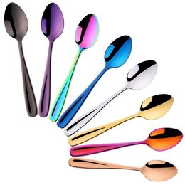 flatware Creative coffee spoon 304 stainless steel spoons plated small tea spoon Colour mixing spoons soup spoon Flatware T2I5270-1