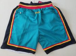 New Team 96-97 Vintage Baseketball Shorts Zipper Pocket Running Clothes Teal Colour Just Done Size S-XXL