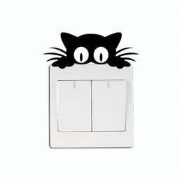 Cat Head Light Switch Sticker Funny Cartoon Animal Vinyl Wall Stickers For Kids