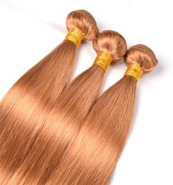 14inch-24inch 100g Human Hair Weave Bundle 27# Blonde Brazilian Straight Human Hair Extensions machine doubt weft