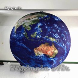 Lighting Planet Inflatable Earth Balloon Hanging/Ground Globe Ball Full Printing Air Blown Sphere For Party Decoration