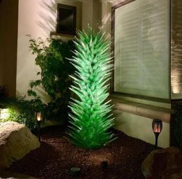 Hotel Application Murano Lamps Garden Arts Decoration Green Blown Glass Art Floor Lamp Flower Trees Sculpture