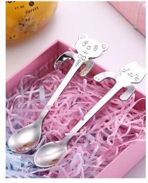 Dessert spoon stainless steel cute cartoon creative cat coffee spoon honey stirring spoon WL558