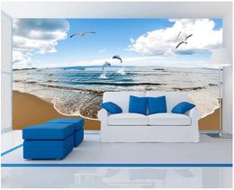 3D photo wallpaper custom 3d wall murals wallpaper Seaside scenery beach living room TV background wall papers home decor papel de parede