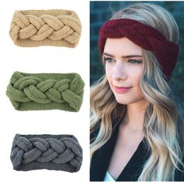 Europe and the United States knitting wool hair band cross ear protection head set hand knitted head band flat fashion warm autumn and winte