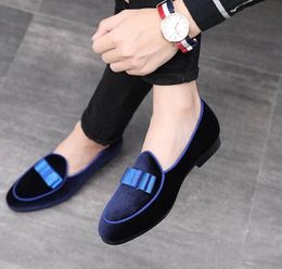 New Fashion gentleman bowtie slip on shoes Men pointed Classics flast shoes designer Wedding Dress prom Homecoming Shoes plus size