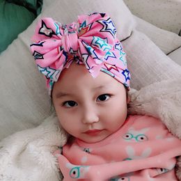 New Bebe Girls Boys Soft bows Turban Rabbit Ear Knot Cap Beanie Hat Muslim India Hats Bohemian bowknot turbans caps 9 Colours