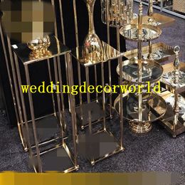 New wholesale set pillar wedding taper candle holder luxury thin metal gold candle holder decor359