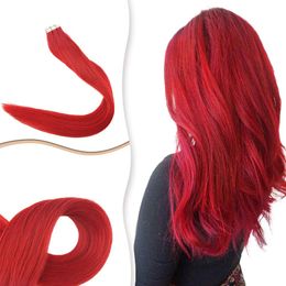 double sided hair extensions UK - Tape In Human Hair Extensions Cooper Red Color Double Side Glue In Invisible Skin Wefts 40Pcs 100grams