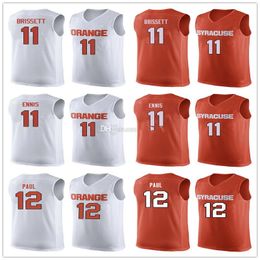 Syracuse Orange College #11 Oshae Brissett Basketball Jersey Tyler Ennis #12 Brendan Paul Mens Stitched Custom Number Name Jerseys