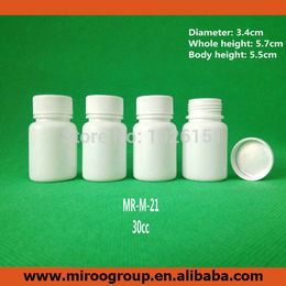 Free Shipping 100+2pcs 30ml 30g 30cc HDPE White Pharmaceutical Empty Medicine Plastic Pill Bottles with Caps & aluminum Sealers