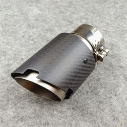 A piece Carbon Fibre + Stainless Steel Exhaust Pipes Fit For all cars Twill Matte Black Muffler Tip system Length 160 mm