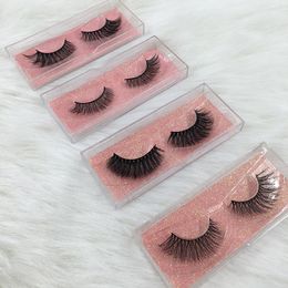 False eyelashes 5d faux mink natural lashes with free plastic eyelash packaging custom private logo accept FDshine