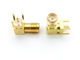 100pcs Gold SMA female right angle solder PCB mount RF Adapter