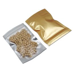 500Pcs Golden Clear Stand Up Aluminium Foil Ziplock Package Bags Self Sealing Mylar Foil Zipper Packing Pouches for Food Storage