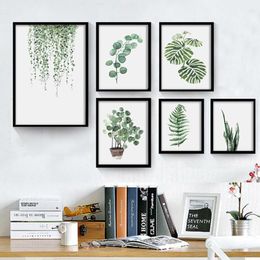 Green Plant Digital Painting Modern Decorated Picture Framed Painting Fashion Art Painted Hotel Sofa Wall Decoration Draw VT1496-1