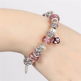Vintage DIY Crystal Glass Beads Charms Bracelets For Women Famale Pendant Bracelets & Bangles Pulsera Jewelry Snake Chain