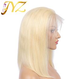 13x4 Kısa Bob Brezilya Sarışın Siyah Kadınlar İçin Ön İnsan Saç Perukları Ombre 1b 613 Dantel Frontal Peruk HD Şeffaf Dantel Peruk