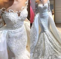 Mermaid Long Sleeves Wedding Dresses 2019 New Arrival Appliqued Lace Garden Country Church Bride Bridal Gowns Custom Made Plus Size