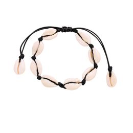 New Trendy Simple Jewellery Handmade Weaving Shell Bracelet Beach Anklet Chain Bracelets for Women Men Lady Fashion Accessories