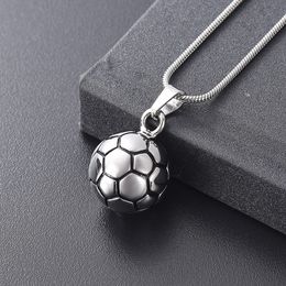 IJD10737 Soccer Ball Keepsake Urn Necklace For Ashes Stainless Steel Football Cremation Jewellery Pendant For Men Best Souvenir