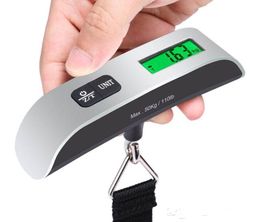 Mini Digital Luggage Scale Hand Held LCD Electronic Scale Electronic Hanging Scale Thermometer 50kg Capacity Weighing Device SN542