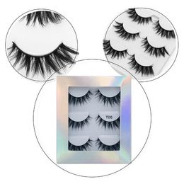 3 Pairs Mink false eyelashes set with laser packaging thick natural long fake lashes handmade eye makeup accessories 10 models DHL Free