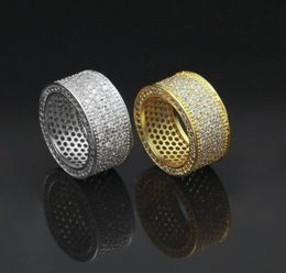 mens rings hip hop Jewellery Zircon iced out stainless steel rings luxury gold plated for Men Copper Jewellery wholesale BlingBling Rings