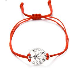 20pcs/lot Life Tree Charm Bracelets Femme Handmade Jewellery Adjustable Red String Bracelet for Women Kids Friend Lover Gift