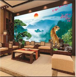 Custom 3d mural wallpaper photo wall paper Idyllic landscape tiger out of the mountain fashion landscape background wallpaper for walls 3D