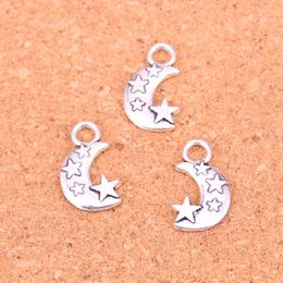 52pcs Charms moon star Antique Silver Plated Pendants Making DIY Handmade Tibetan Silver Jewelry 21*14*3mm