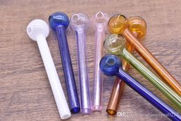 Wholesale Glass Oil Burner Pipe Mini Spoon Hand Pipes Colourful thick Pyrex Oil Burner Smoking tobacco Pipes cheapest price on dhgate