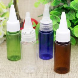 100pcs 15ml empty blue plastic bottles with pointed mouth caps,15cc e-liquid empty jam bottle containers with lid,shower gel