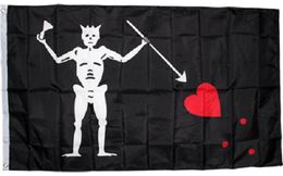 90x150cm 3x5 fts Skull Black Beard Blackbeard Edward Teach Pirate Flag factory direct