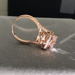 Luxury 925 Silver rose gold Ring Engagement Wedding Jewellery for Women Eternal Round 3ct Simulated Diamond CZ Rings Finger