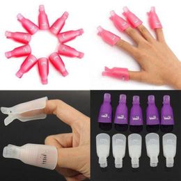 10Pcs/lot Plastic Acrylic Nail Art Soak Off Clip Cap UV Gel Polish Remover Wrap Tool DHL Free