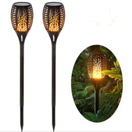 Solar Tiki Torch Lights LED Garden Waterproof Outdoor Courtyard Lamp Dancing Flame Flickering 96 LEDs Decorative Lights Path Lights LT708