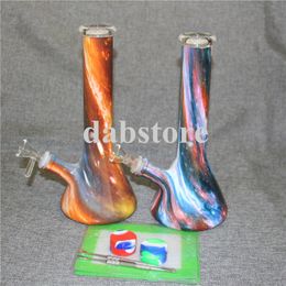 2019 Hot selling glass beaker bong colorful glass bong oil rig 14mm Female Joint glass water pipe bowl include bowl downstem