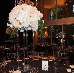 -Nuevo estilo claro boda de altura de cristal acrílico Columnas de bodas Centro de mesa Soporte de flor para la decoración de la tabla