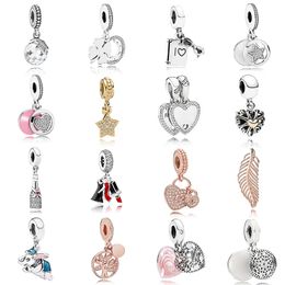 NEW 2019 100% 925 Sterling Silver Pandora Rose Gold Cola Dumbo Heart Shape Tree Pendant Charm Fit DIY Original Women Bracelet Jewelry