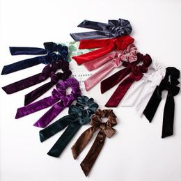 Hot Sale Stylish Velvet Rabbit Ears Scrunchies Vintage Elastic Head Wrap Plain Outdoor Sport Solid Hairband