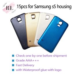 for Samsung G900 Galaxy S5 Rear with Waterproof Gasket OEM Blue Housing with Glue Card
