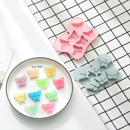 Silicone Mould chocolate pudding candy brown sugar mould ice making DIY food 6 hole butterfly shape pink and blue