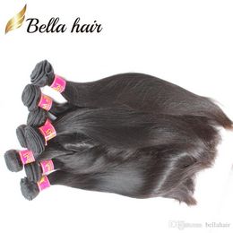 Bellahair Unprocessed Peruvian Virgin Hair Weaves Straight Mink Hair Human Hair Double Weft Extensions Bulk Wholesale Natural Color