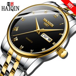 HAIQIN Mens watches top brand luxury watch men Gold Quartz Sports Mens watches Military wrist watch men relogio masculino 2020