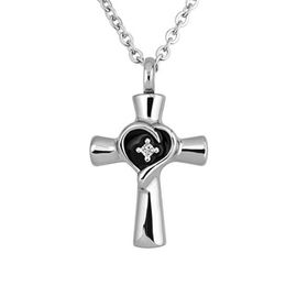 Stainless Steel Silver Cross Urn Necklace Memorial Cremation Ashes Urn Pendant Necklace Keepsake Jewellery Urn Pendant